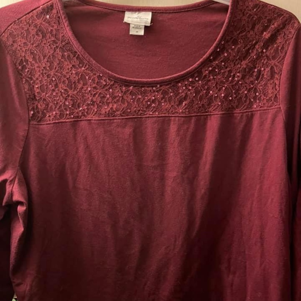 Jaclyn Smith ladies 2x burgundy 3/4 sleeve